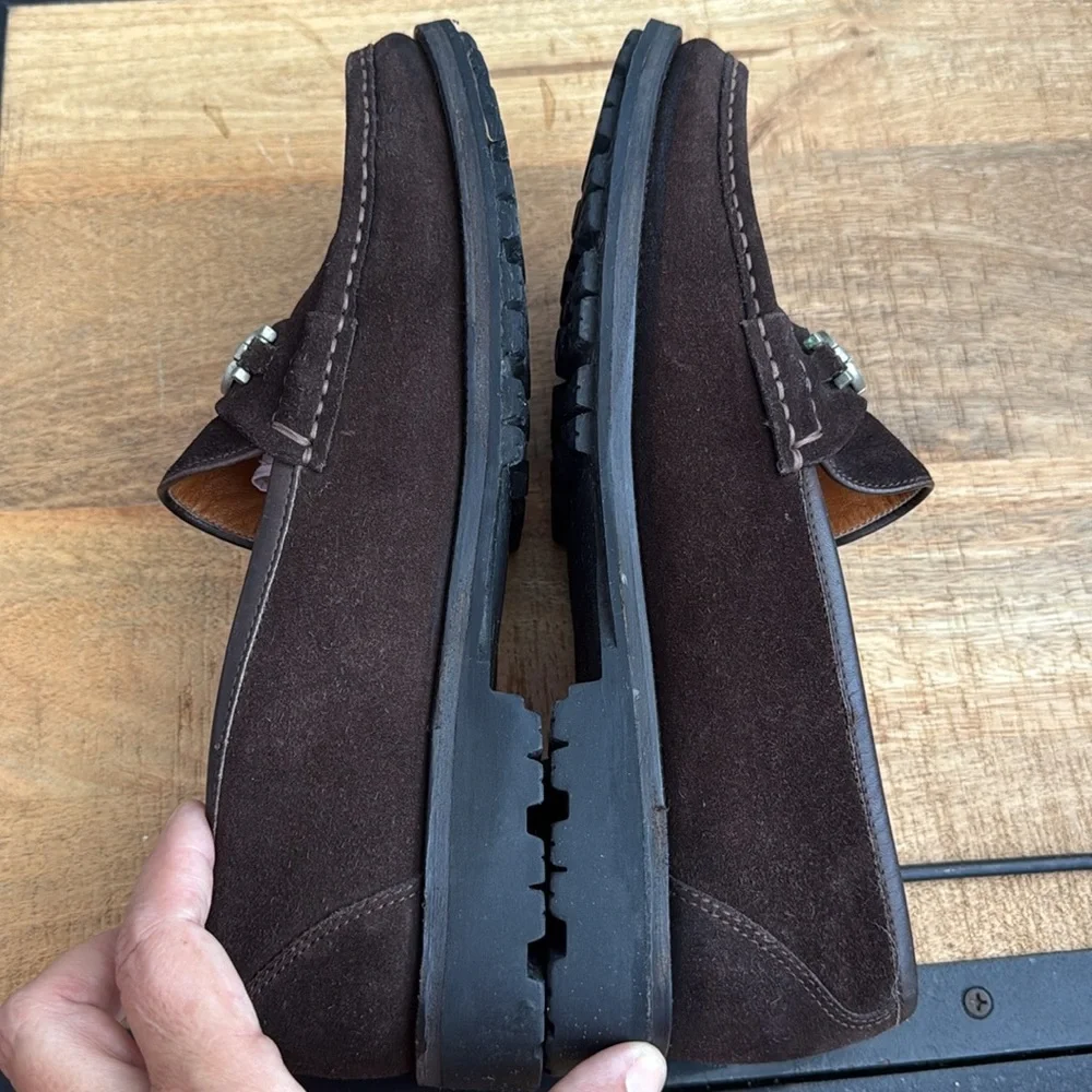 Salvatore Ferragamo Brown Suede Gancini Bit Loafers – Men’s Size 9